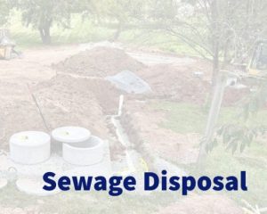sewage disposal header image with an in progress sewar system being installed in the background